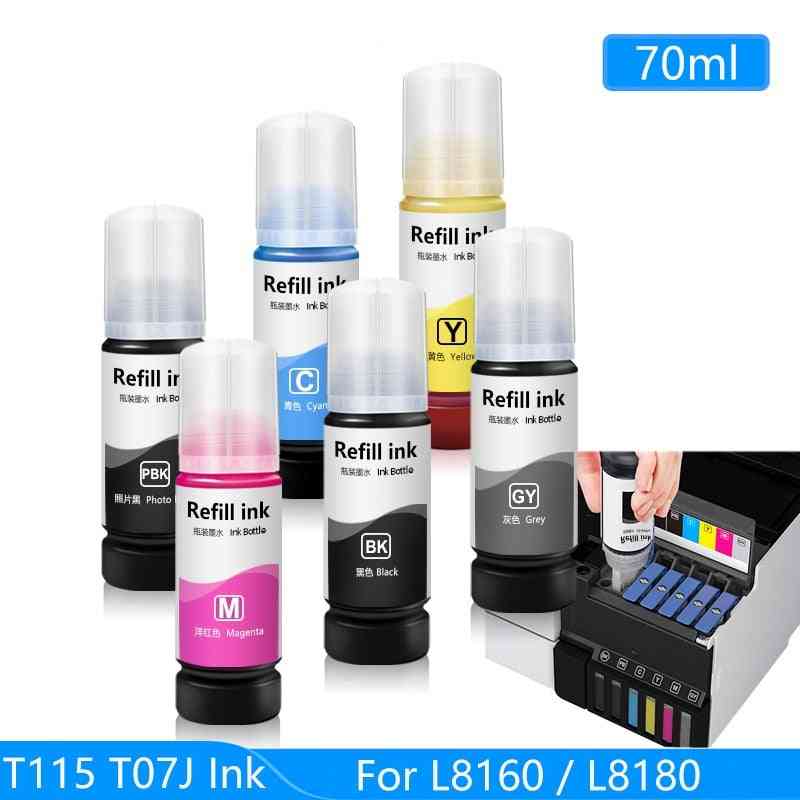 Refill Ink For Epson Ecotank L8160 L8180 Photo Inkjet Printer