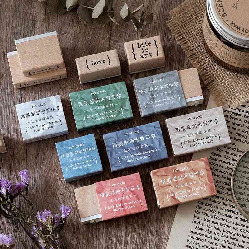 Life Phrases Series Rubber Seal Cute Wood Stamps