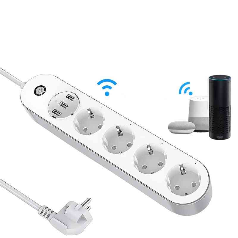 Wifi Smart Power Strip Eu/br Outlets Usb Plug Charging Socket