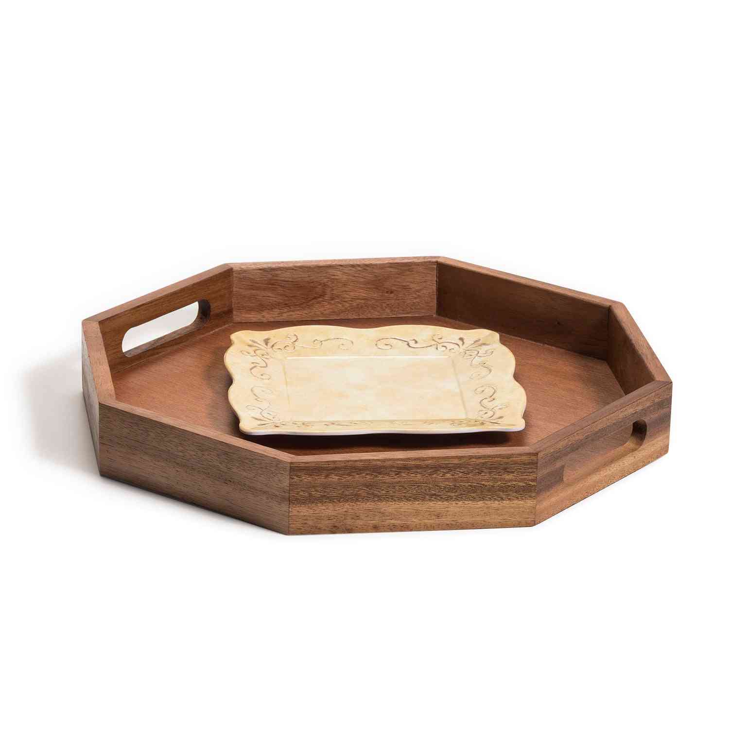 Octagon Wood Serving Tray 15