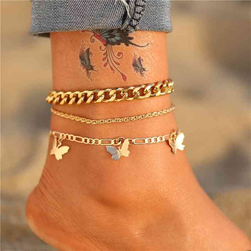 Gold Butterfly Chain Anklets