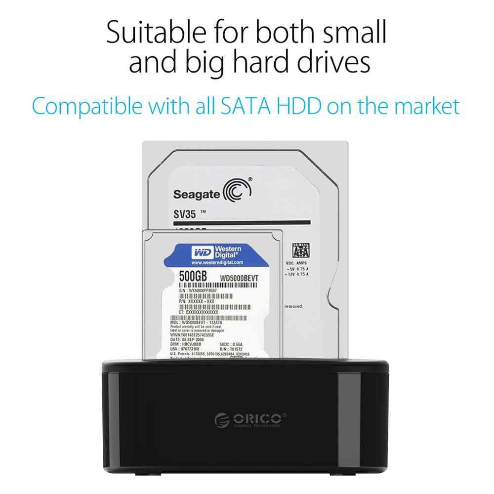 Dual-bay Hard Drive Docking Station For Hdd Power Adapter