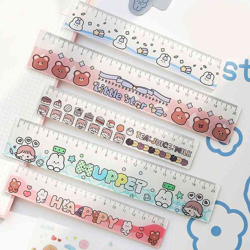 Mohamm Cute Bear Clear Centimeters Ruler Drafting Measuring Tools School Office Supplies Kawaii Accessories