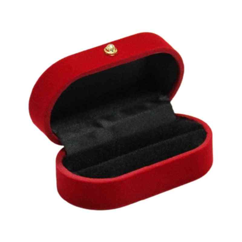 Portable Double Rings Box Display Jewelry Holder Wedding Case
