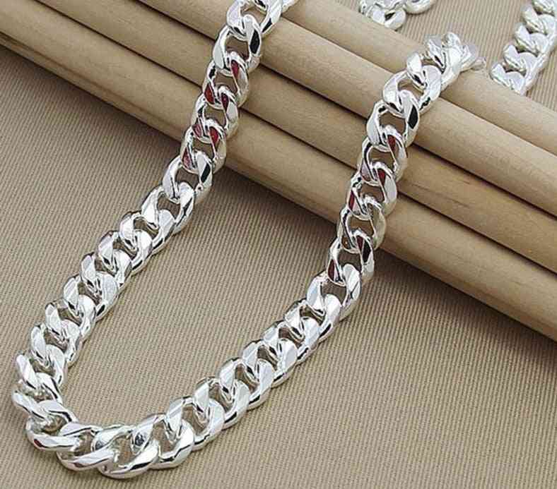 Sterling Silver Men Necklace Side Chain Atmospheric Statement