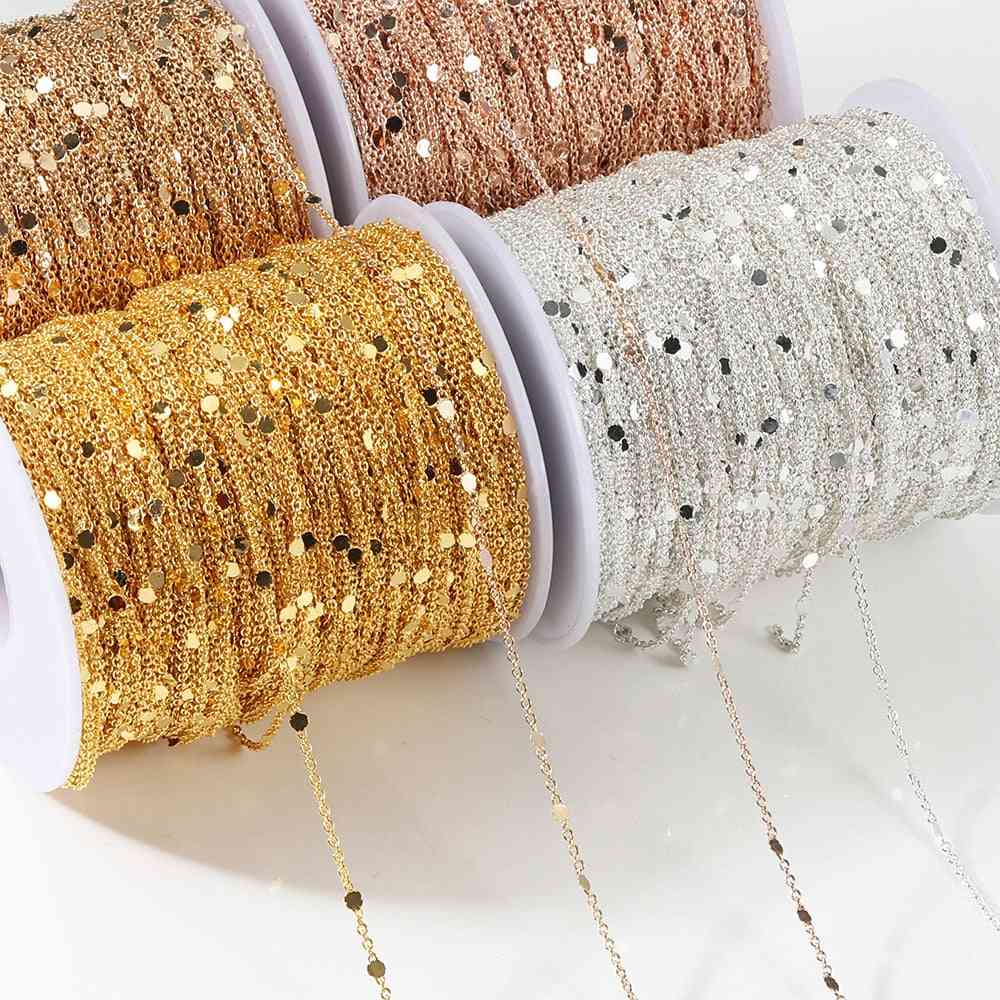 No Fade 2meters Sequins Chain Necklace Chain - Findings Jewelry, Making Components Craft