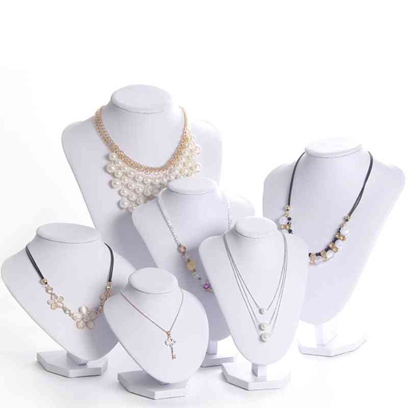 Model Bust Show Exhibitor 6 Options Pu White Leather  Jewelry Stand Organizer