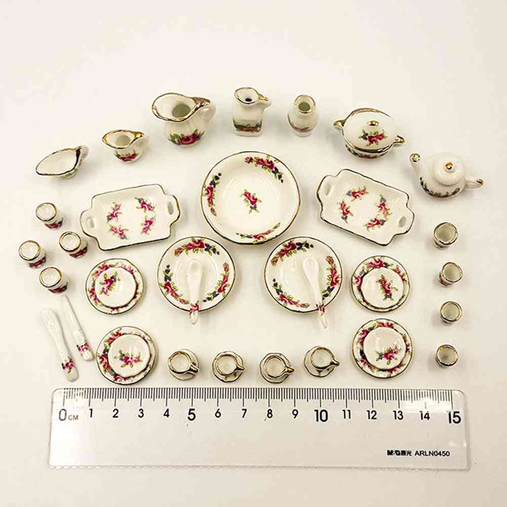 Miniature Porcelain Coffee Tea Cups Tableware Dollhouse Kitchen Accessories