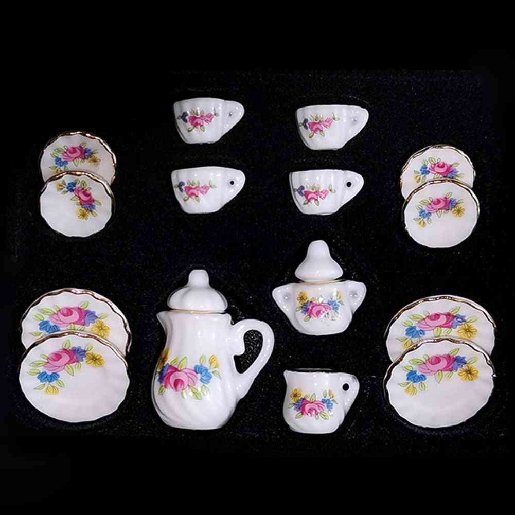 Miniature Porcelain Coffee Tea Cups Tableware Dollhouse Kitchen Accessories