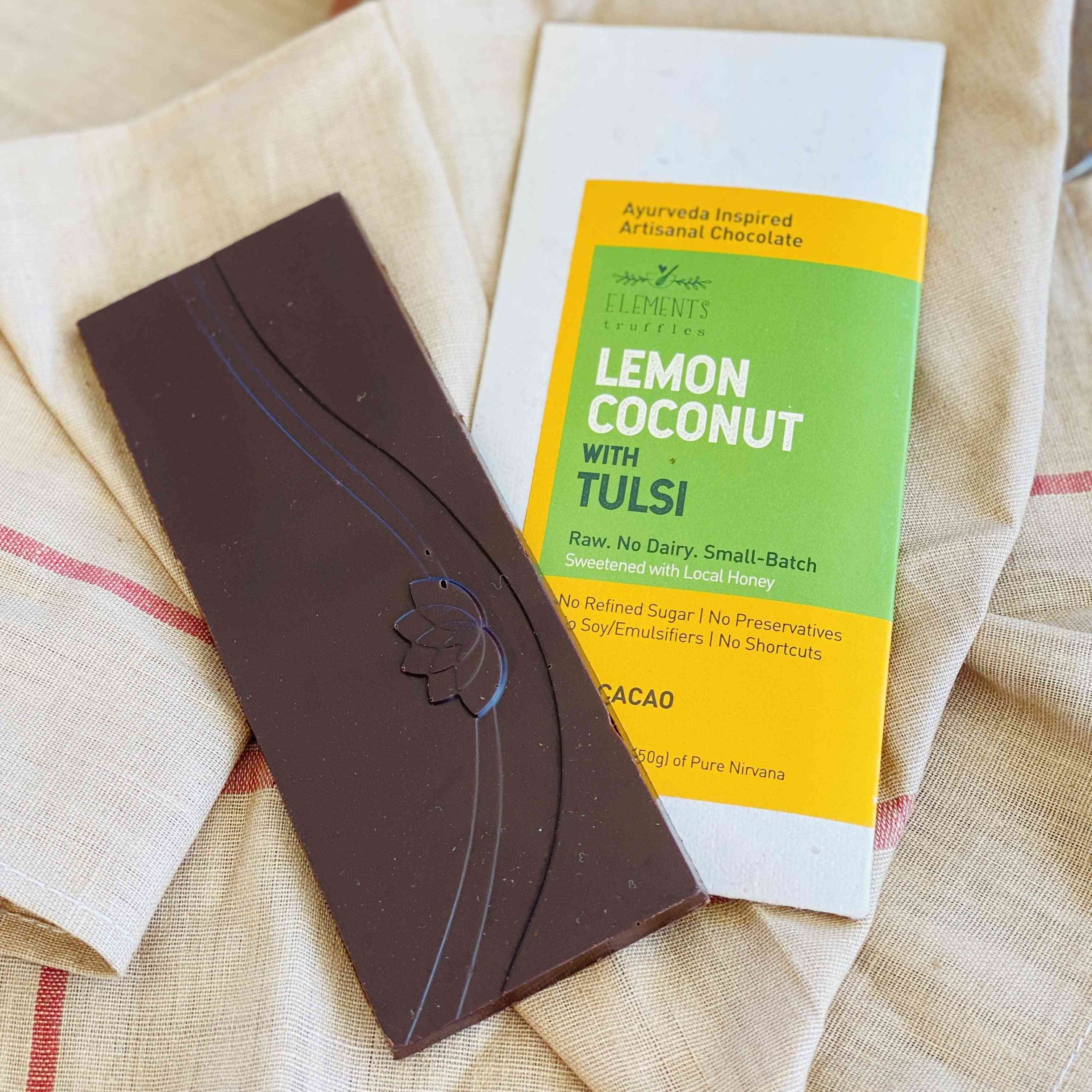 Lemon Coconut With Tulsi Chocolate Bar - Pack Of 3