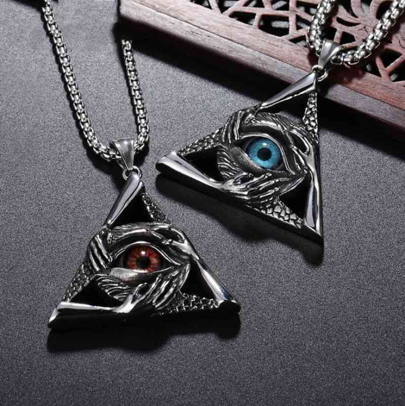 Fashion High Quality Metal Triangle Eye Masonic Vintage Pendant Necklace For Men Jewelry