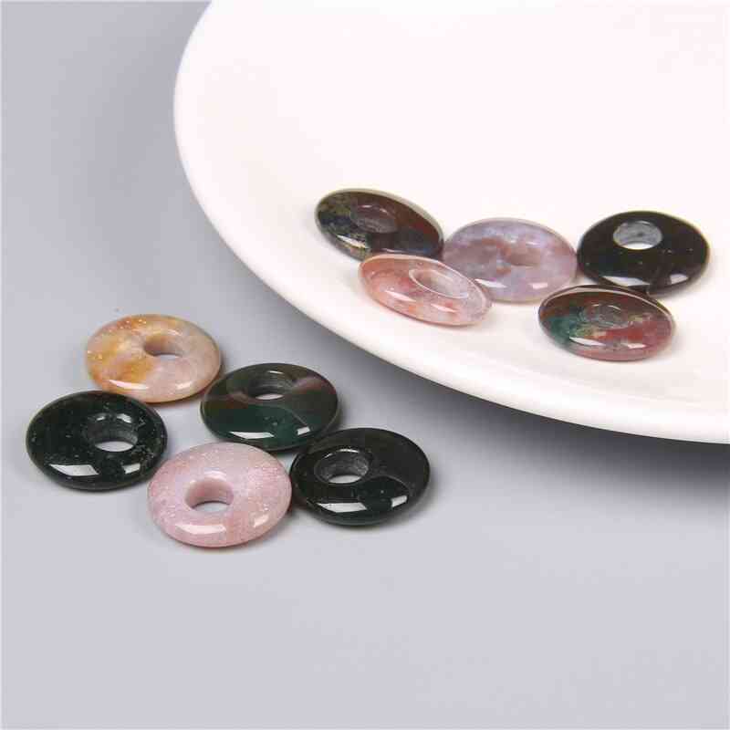 Round- Big Hole Crysta,l Agates Quartz Stone, Donut Earrings Accessories