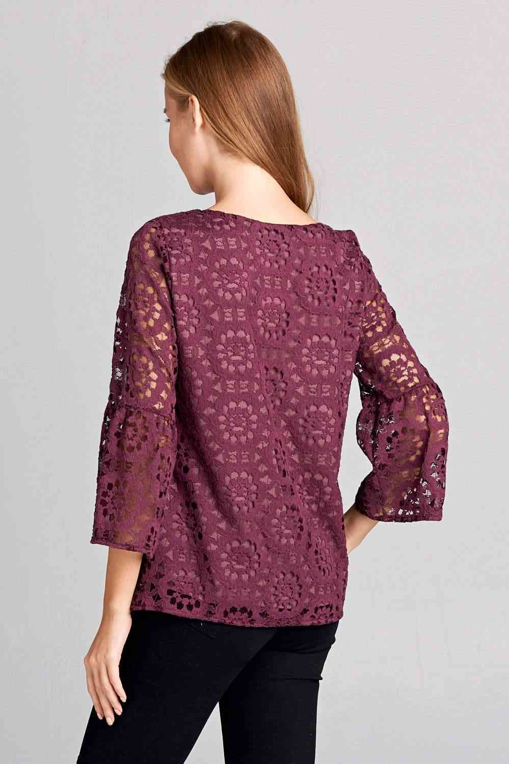 Patterned Knit Lace Top