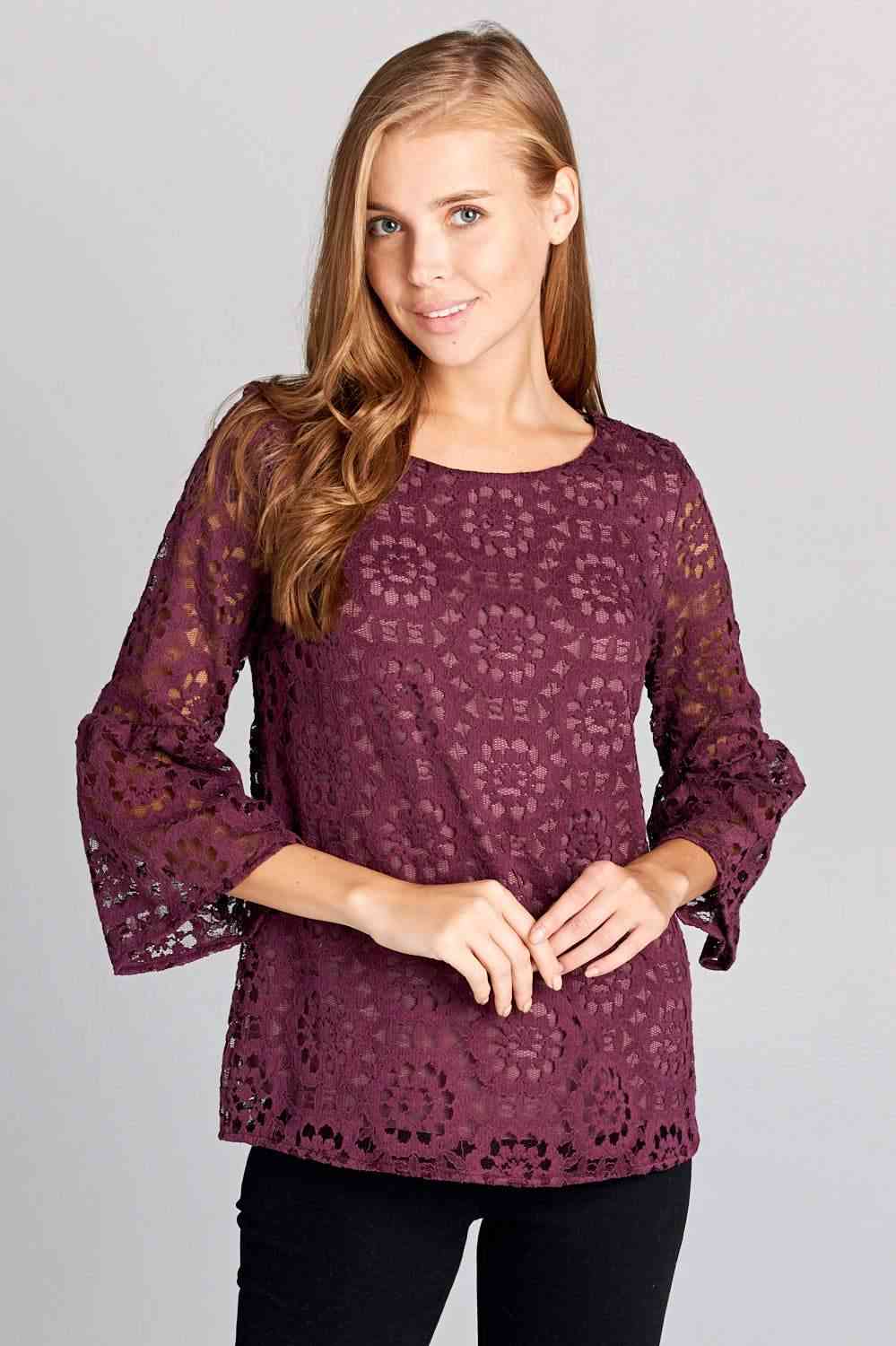 Patterned Knit Lace Top