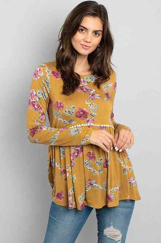Mustard Floral Tunic Top