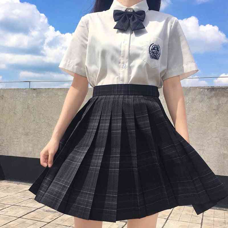 Summer High Waist Pleated Skirts Uniforms Dress