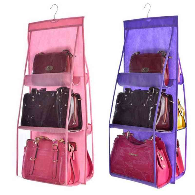 6 Pocket Hanging Handbag Organizer For Wardrobe