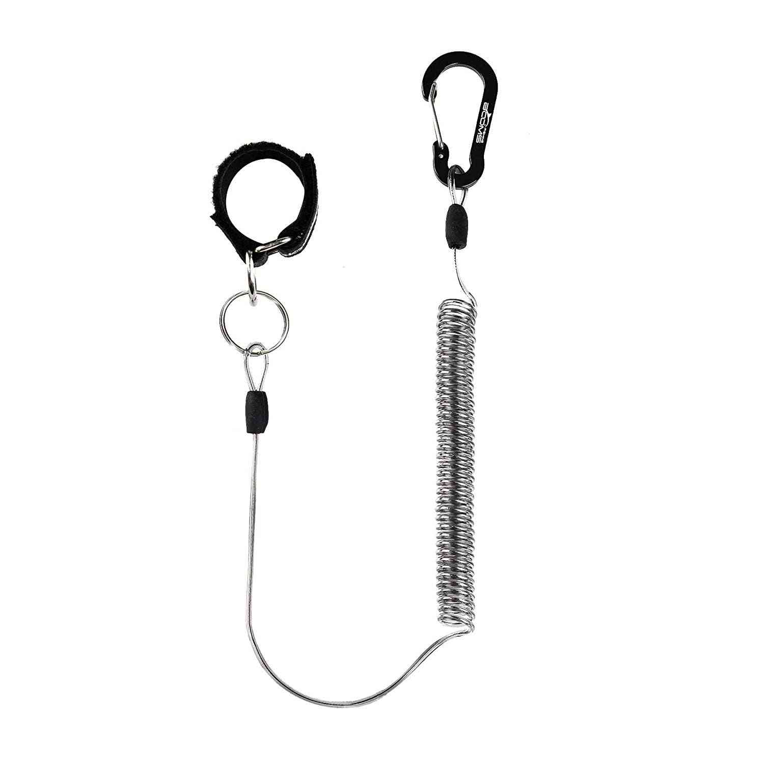 Booms Fishing Coiled Lanyards Carabiner Clip With Rod Straps For Fishing