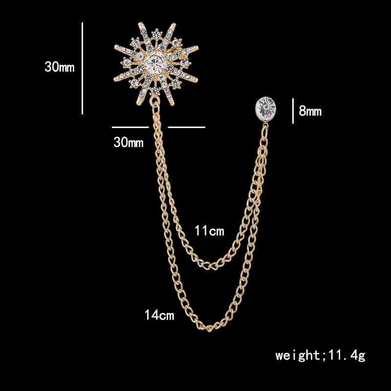 High-end Rhinestone Star Crystal Tassel Chain Brooch