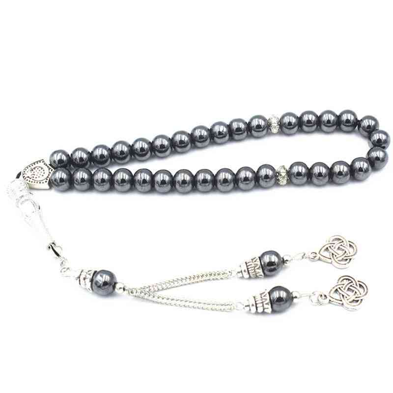 Tasbih Natural Hematite Stone Misbaha 33 Beads Bracelets