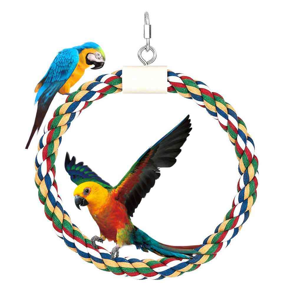 Pet Bird Parrot Cotton Rope Ring-hanging Swing Cage