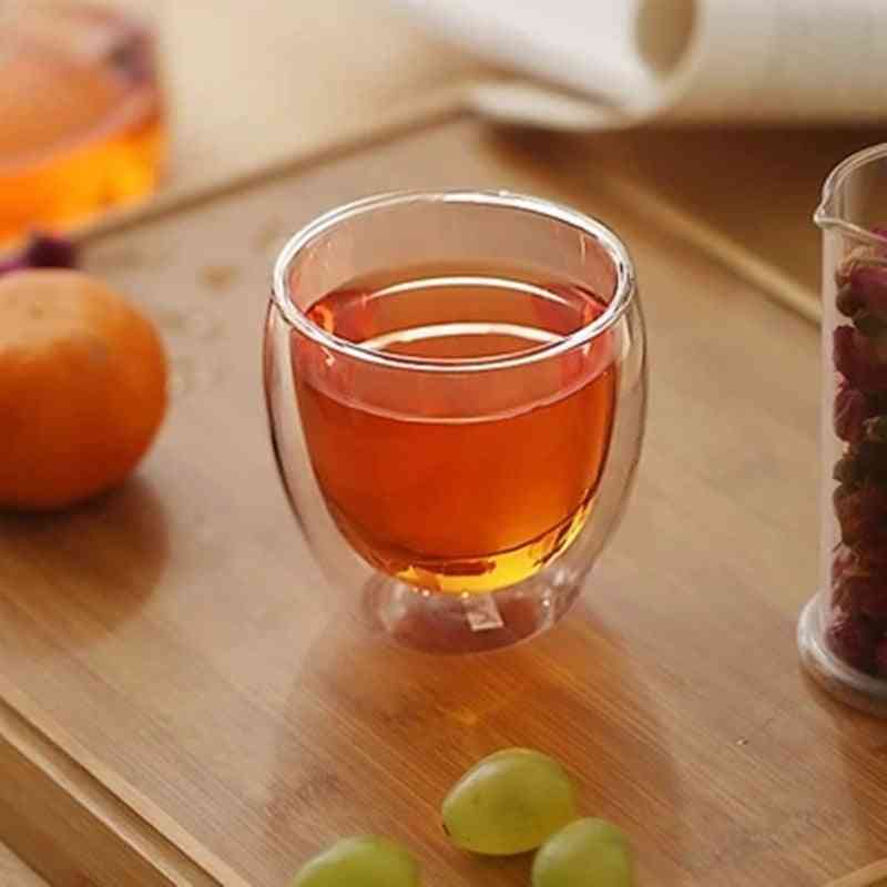 Double Wall Glass Clear Handmade Heat Resistant Tea Drink Cups