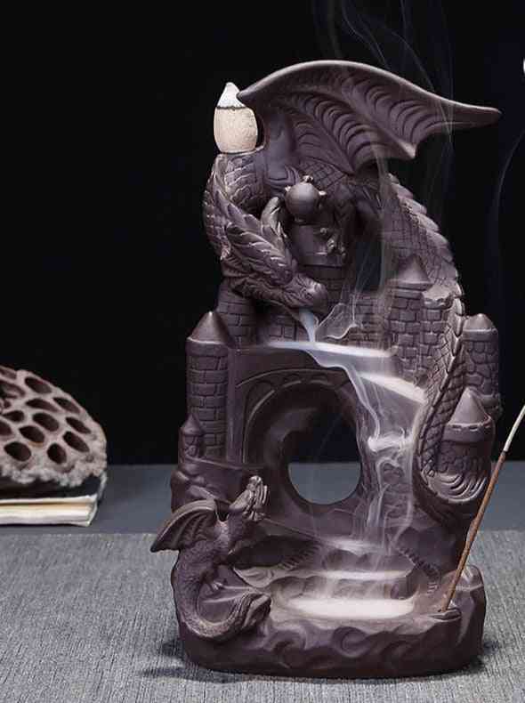 Ceramic Dragon Decorative Incense Waterfall  Burner Holder