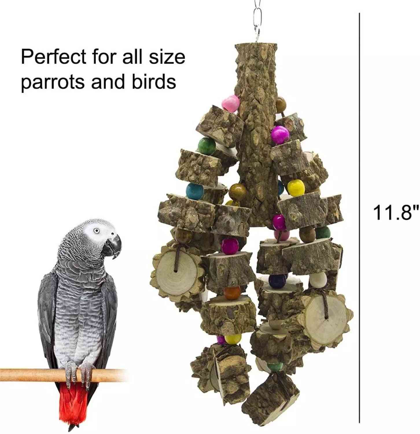 Natural Wood Large Parrot Toy