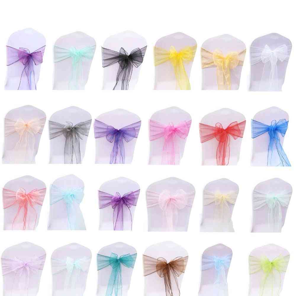 50pcs Sheer Fabric Organza High Quality Chair Sashes Bow Wedding Chair Knot Decoration For Wedding Party Event Banquet 32 Colors