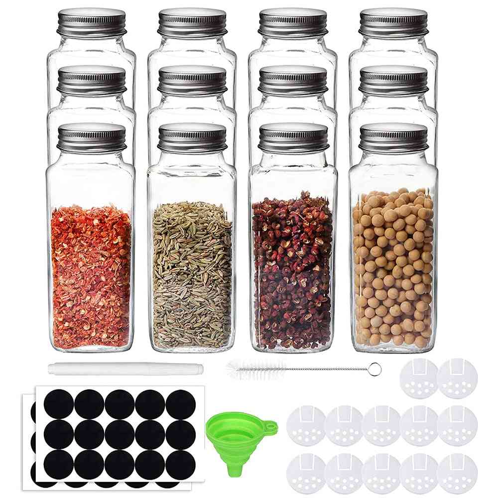Glass Spice Organizer Kitchen Salt And Pepper Shakers With Pour
