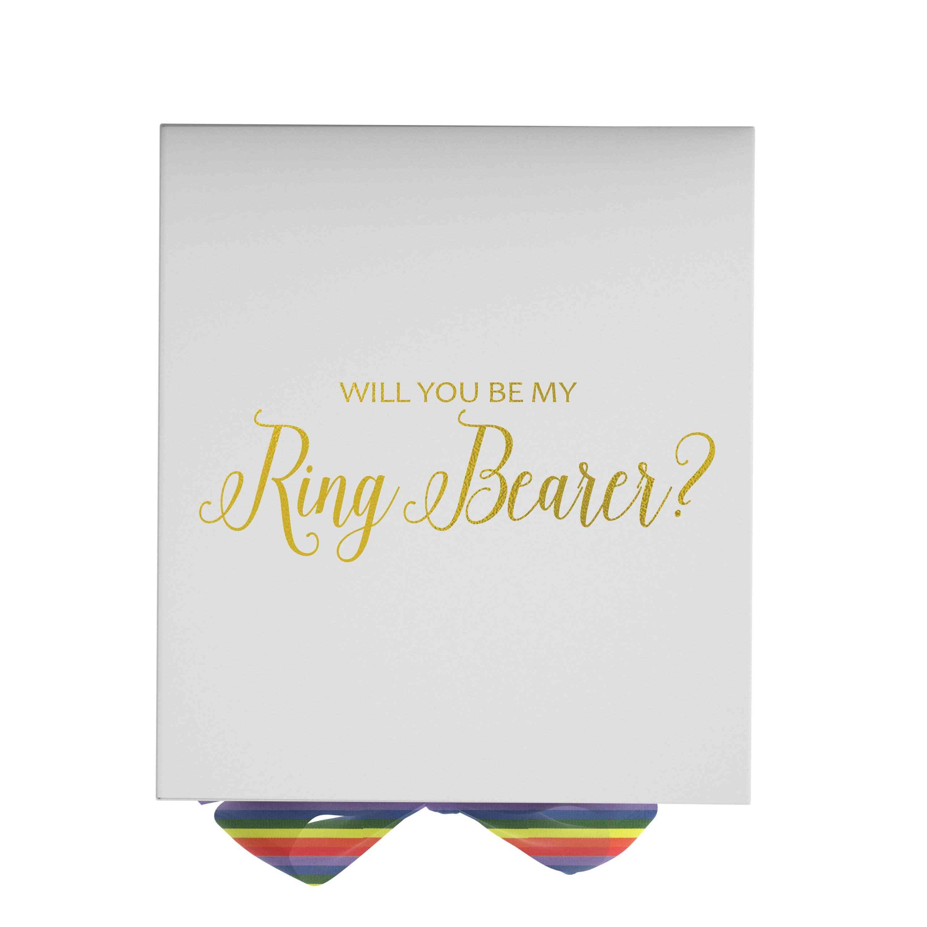 Will You Be My Ring Bearer? Proposal Box White - No Border- Rainbow
