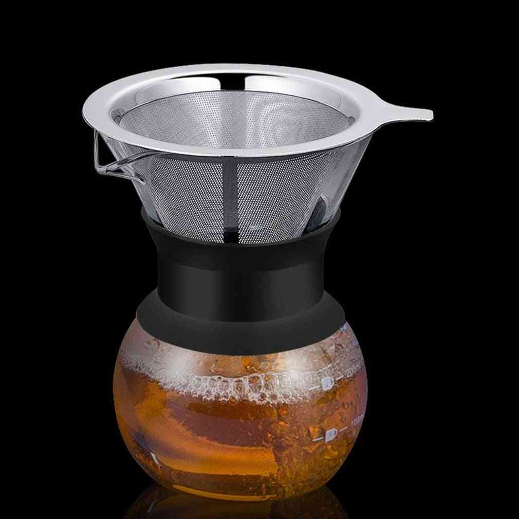 Wooden Handle Glass Coffee Maker Hand Drip Coffee Pot Dripper Pour