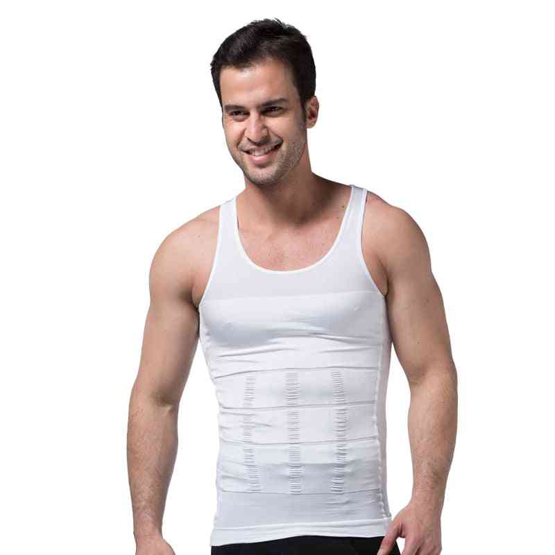 Men Slimming Body Shapewear Corset Vest Shirt Compression Abdomen Tummy
