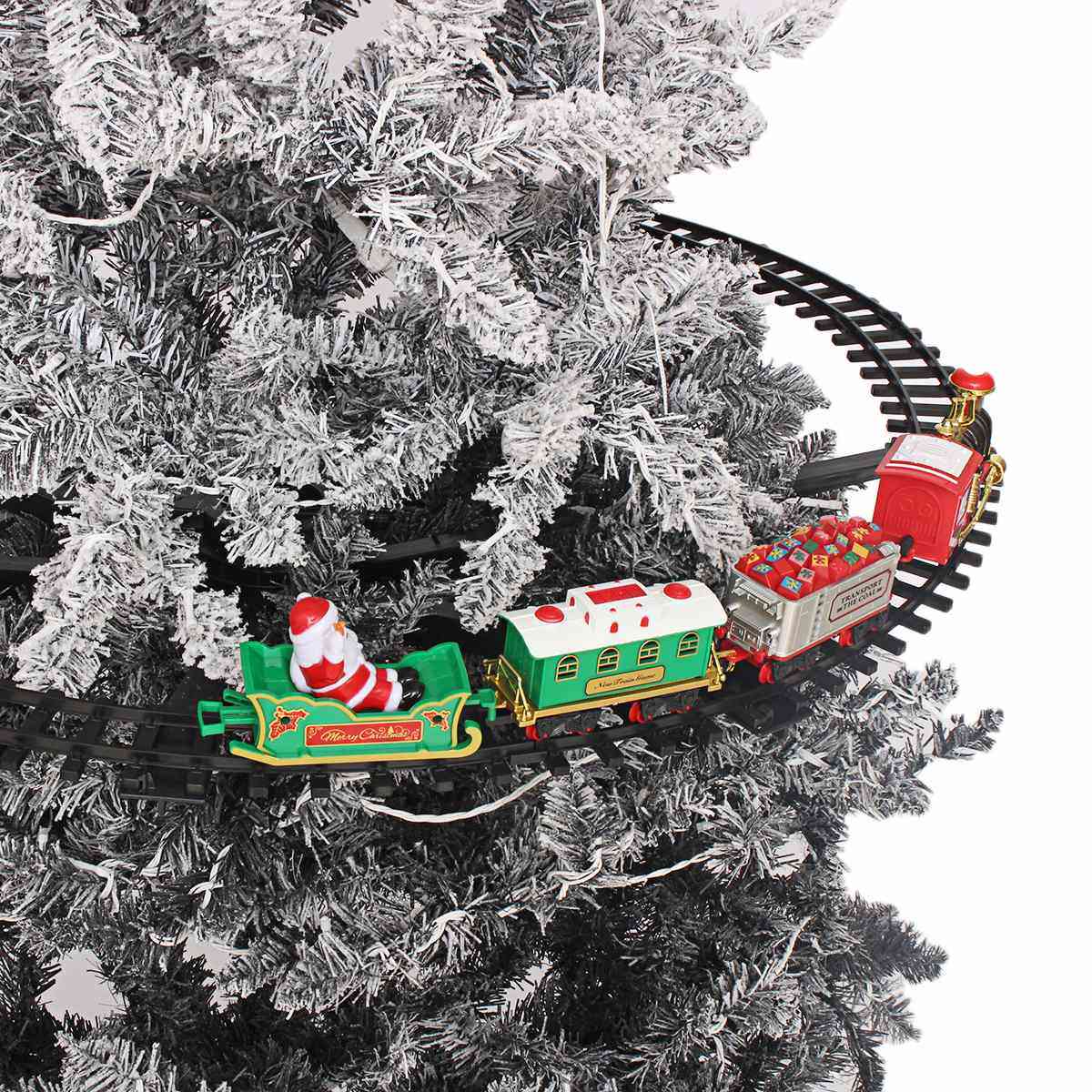 Elektrisk jernbane kan installeres på juletræet med lys