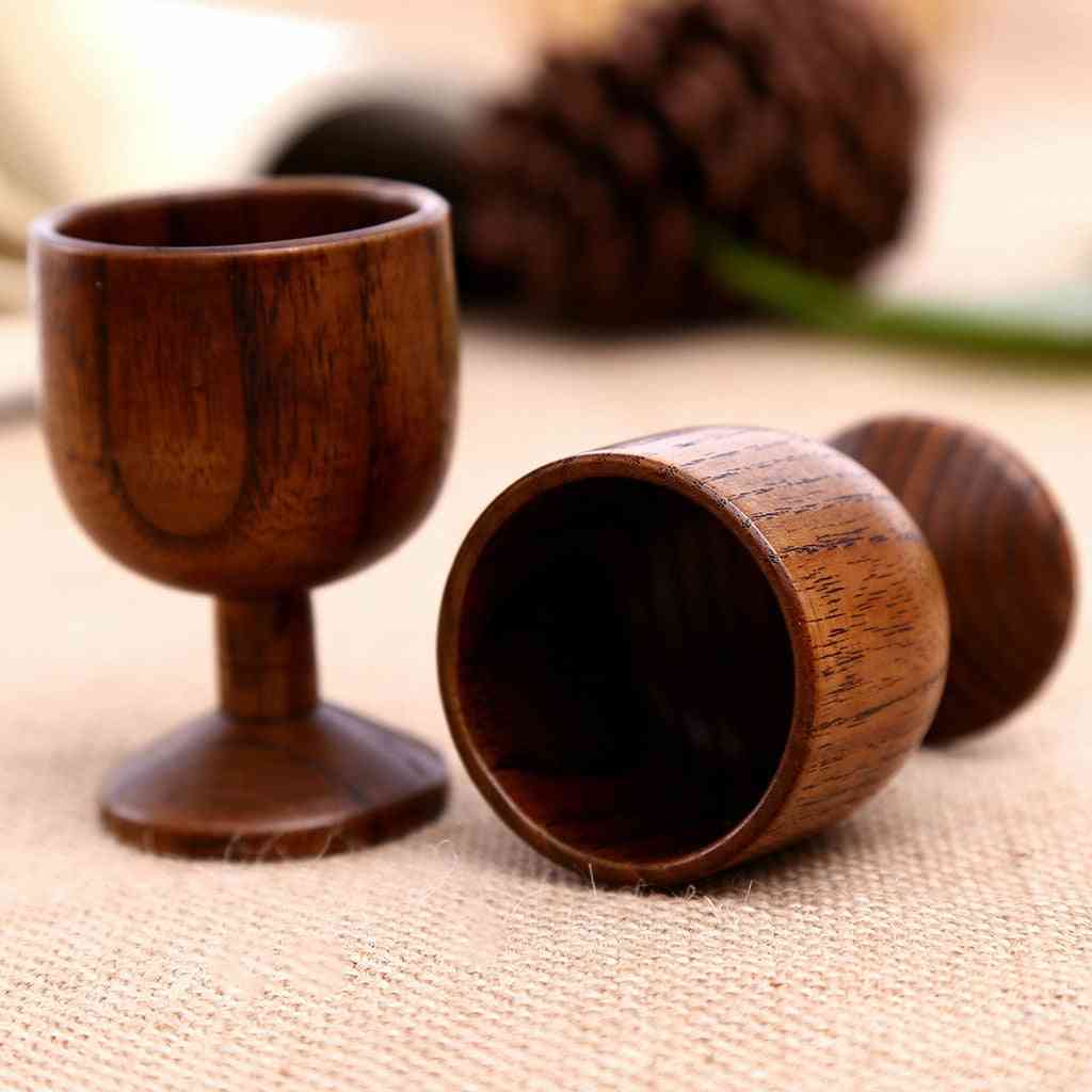 Natural Wooden Goblet Red Wine Cup Beer Mug Party Brown