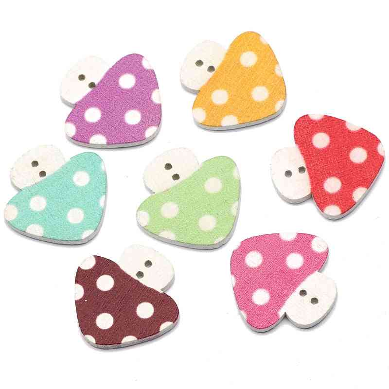 Mixed Mushroom Shape 2hole Wooden Buttons For Crafts Scrapbooking Sewing