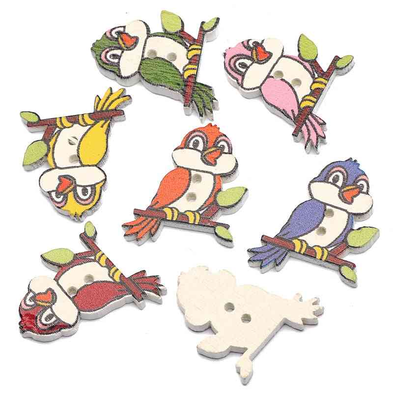 Mixed Birds Wooden Buttons 2hole Clothes For Crafts Scrapbooking Sewing