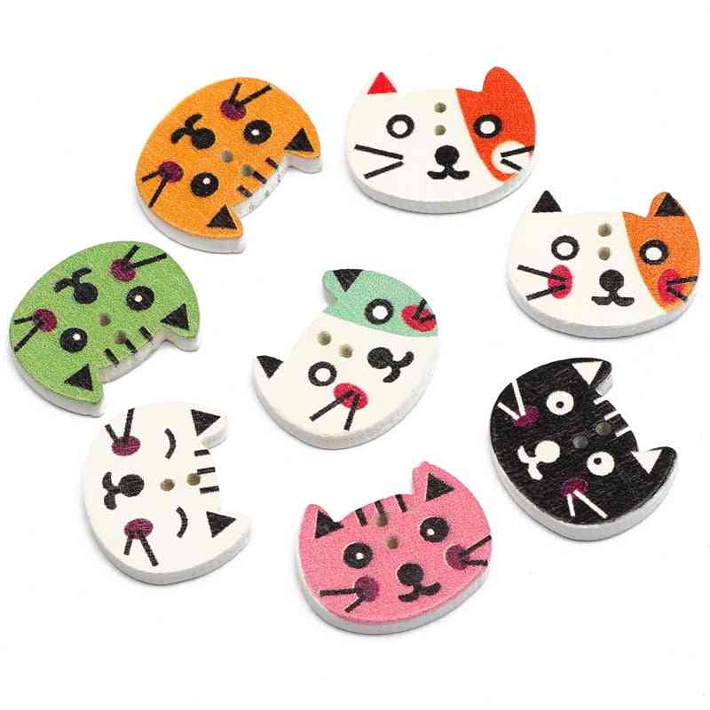 Mixed Cat 2-hole Wooden Buttons For Scrapbooking Crafts Diy Baby