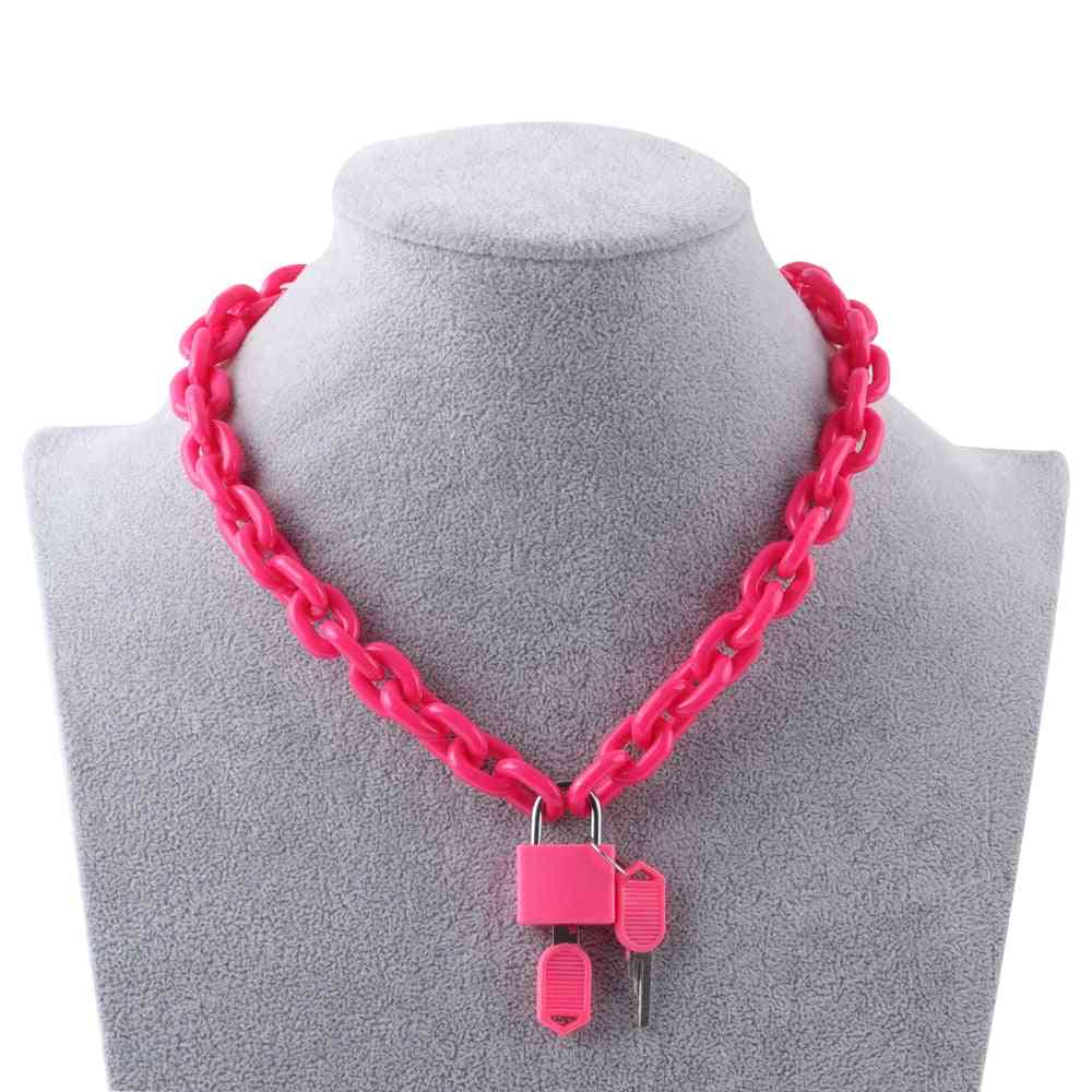 Acrylic Lock Pendant Necklace/men