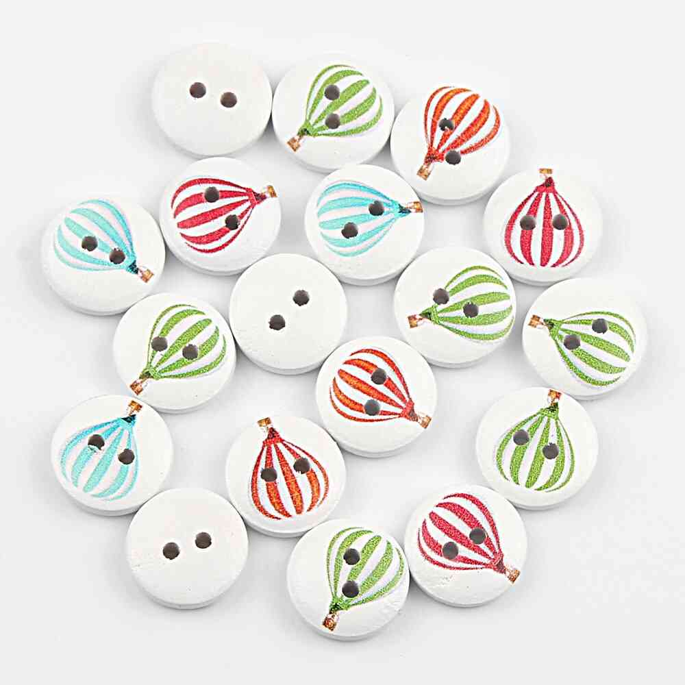 Hot Air Balloon Painting Wooden Sewing Buttons For Clothing Sewing