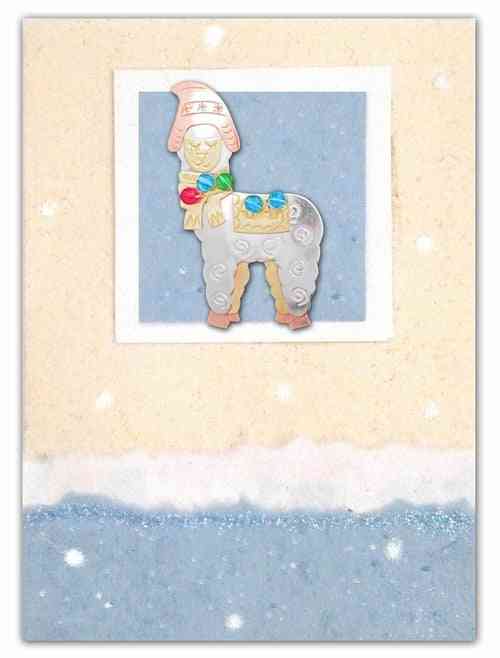 Whimsical Christmas Alpaca Pin Card