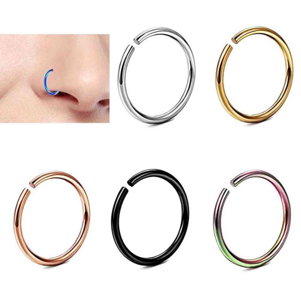 Stainless Steel Nose Ring For Women Men Goth Style Rose Gold Body Jewelry