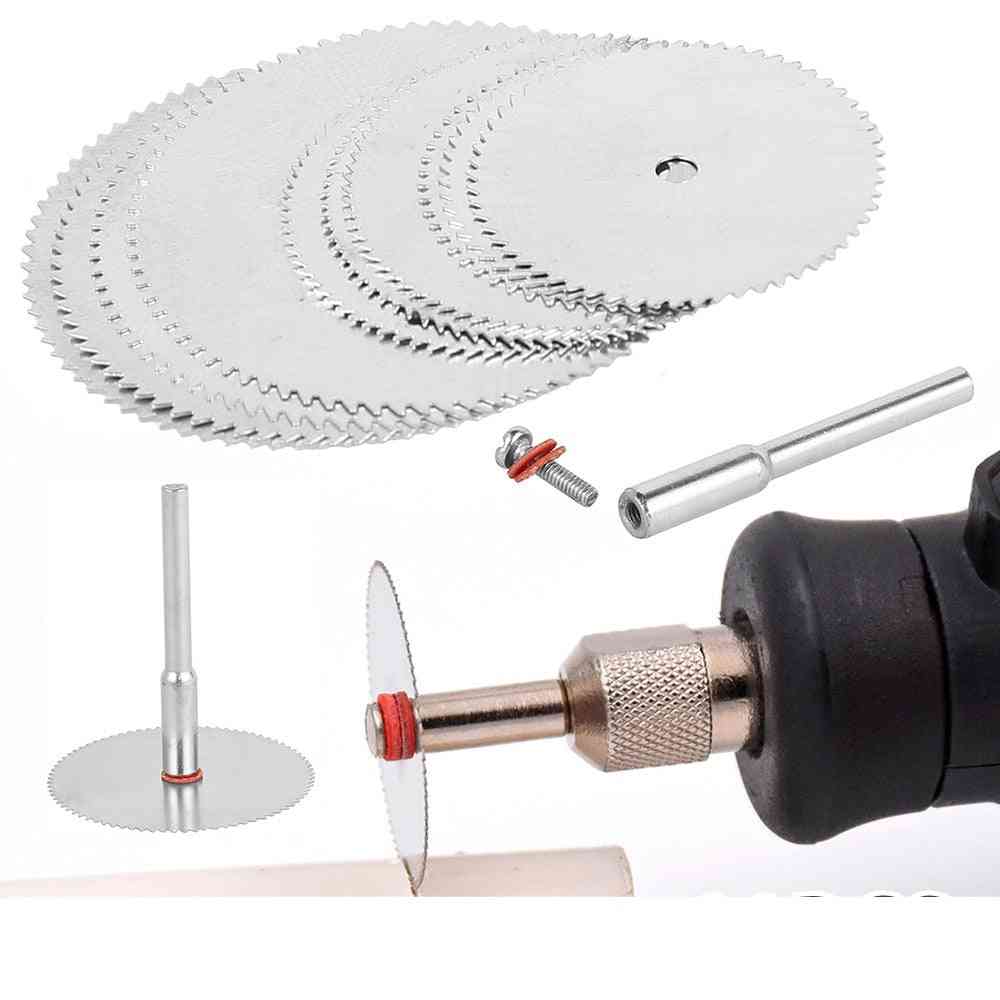 7 Pcs Kit Mini Circular Saw Blade Rotary Tool Metal Discs Tool Electric Grinding Cut Cutoff Mandrel Set Cutting Wood Power Dril