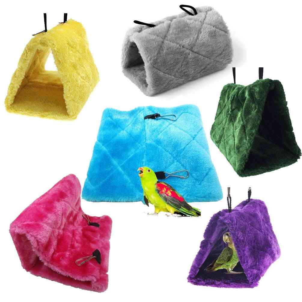 Pet Birds Parrot Soft Warm Plush Snuggle Hanging Cave Swing Toy
