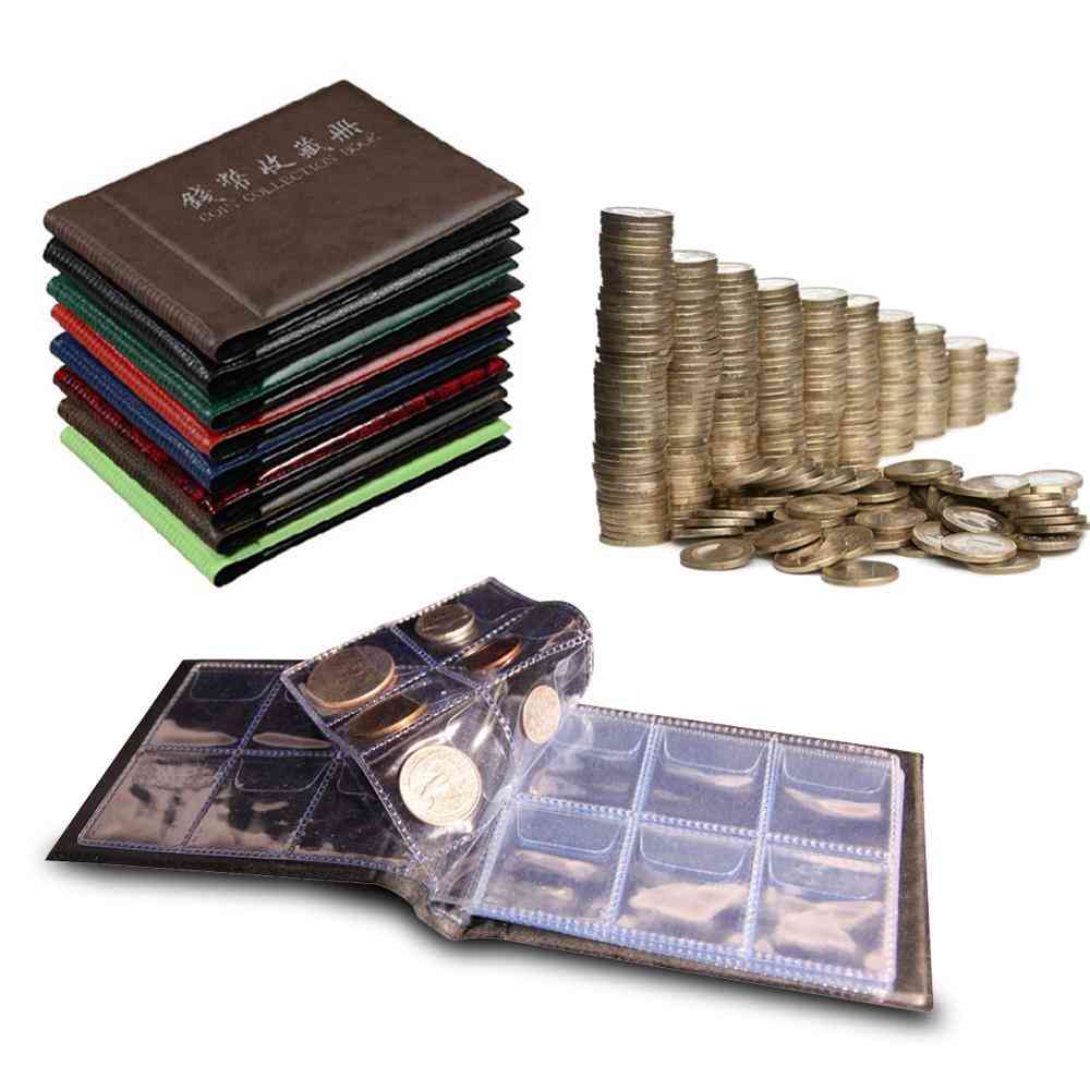 Coins Collection Book Pockets Pu Leather Coin Album