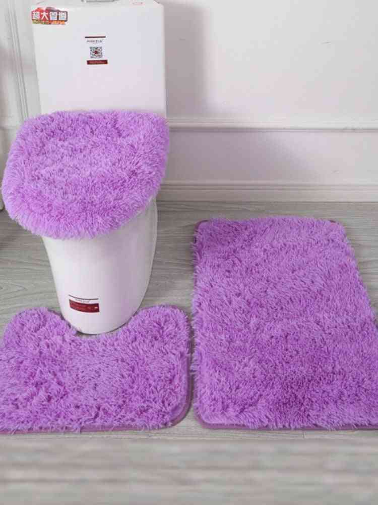 Soft Fluff- Shower Carpet, Non-slip Floor Mat For Bathroom Toilet, Rugs Lid Cover