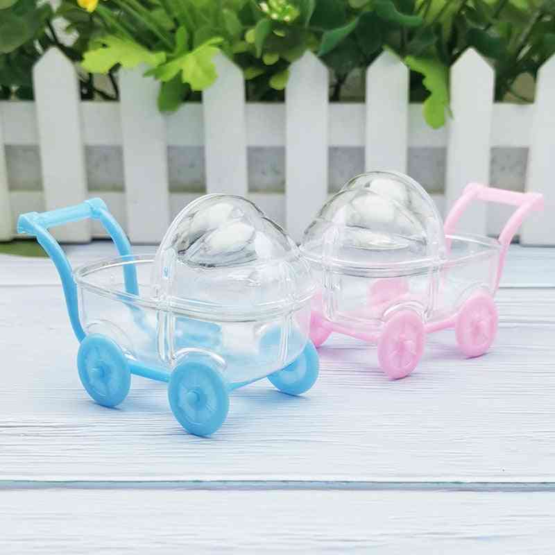 Creative Plastic Mini Baby Stroller Bassinet Candy Boxes Transparent Clear Box