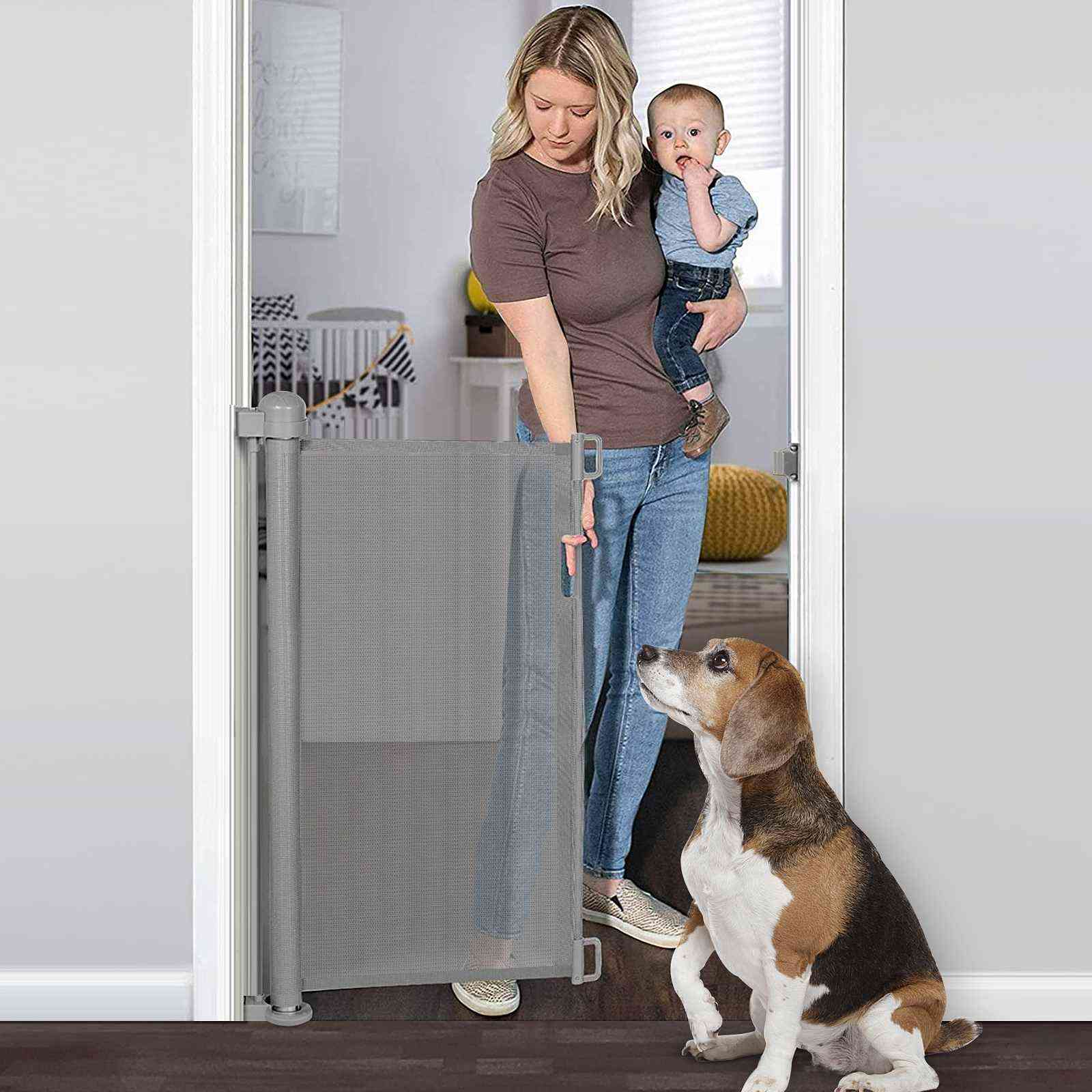 Uttrekkbar babyport barnesikring ekstra bred netting sikkerhetsdør for døråpninger trapper gang innendørs utendørs hundeport