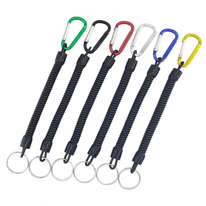 1pc Tactical Retractable Spring Elastic Rope Security Gear Tool Hiking Camping Anti-lost Phone Keychain Fishing Lanyards Outdoor