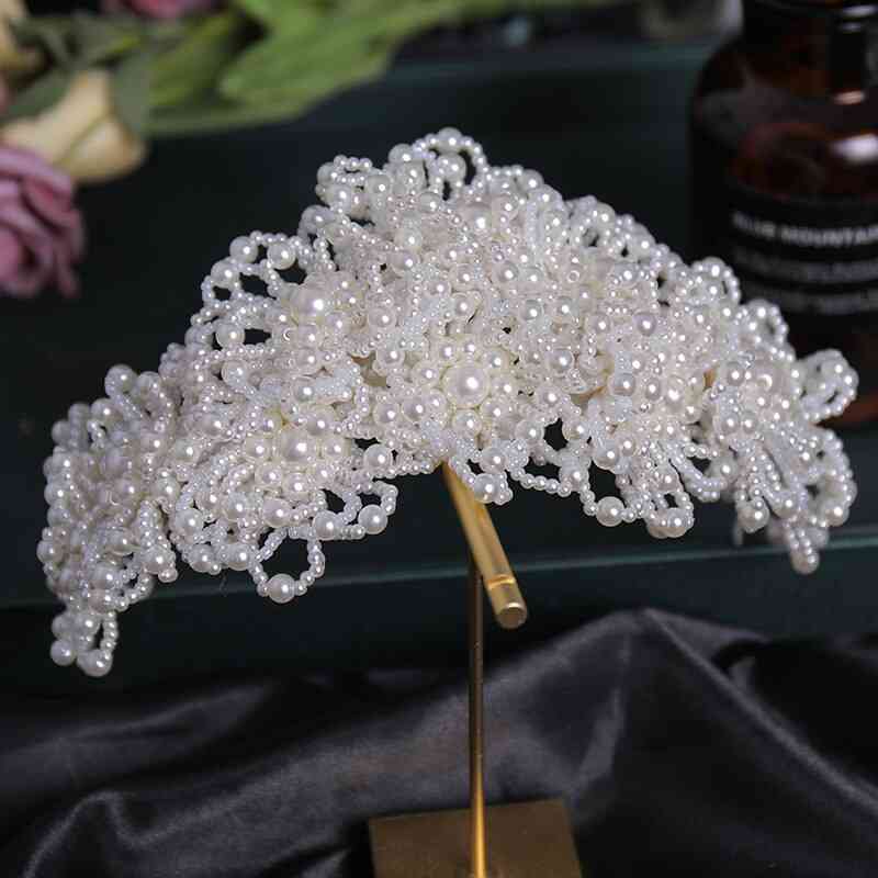 Simulated Pearls Flowers Tiaras Headbands Wedding Bridal Hairbands